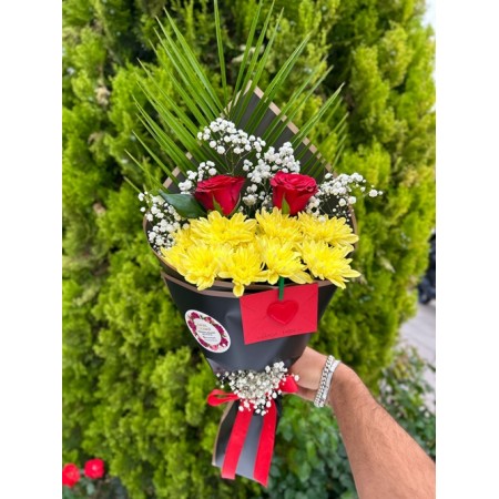 Kırmızı Gül Sarı Papatya Buketi